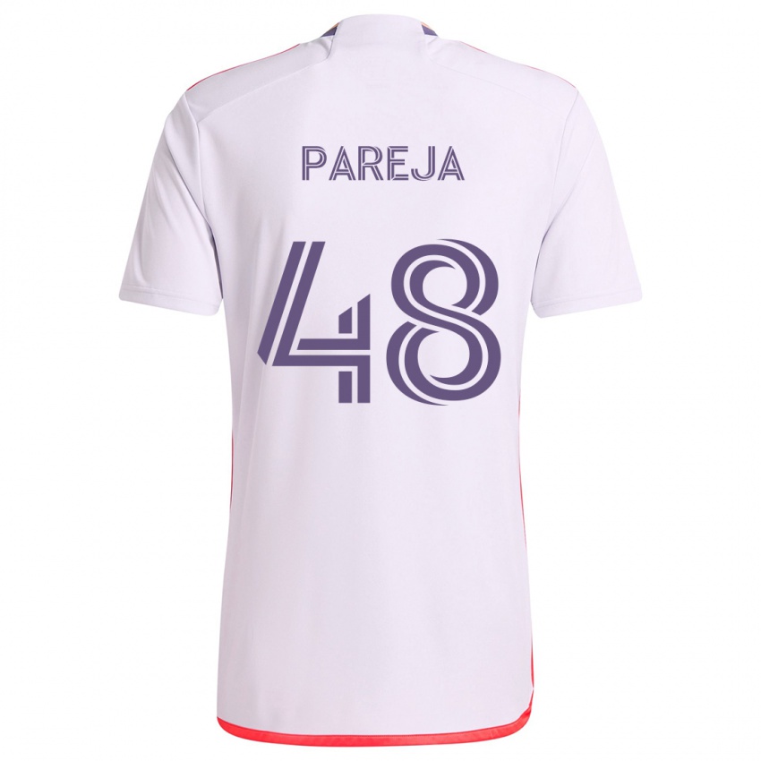 Niño Camiseta Diego Pareja #48 Blanco Rojo Púrpura 2ª Equipación 2024/25 La Camisa