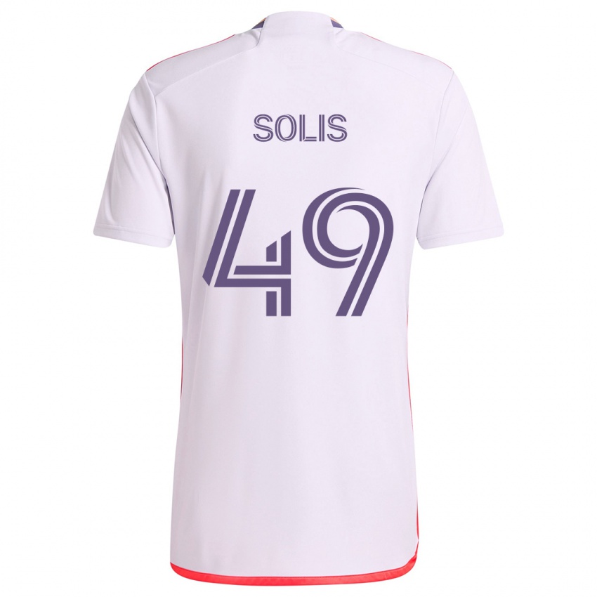 Niño Camiseta Jhon Solís #49 Blanco Rojo Púrpura 2ª Equipación 2024/25 La Camisa