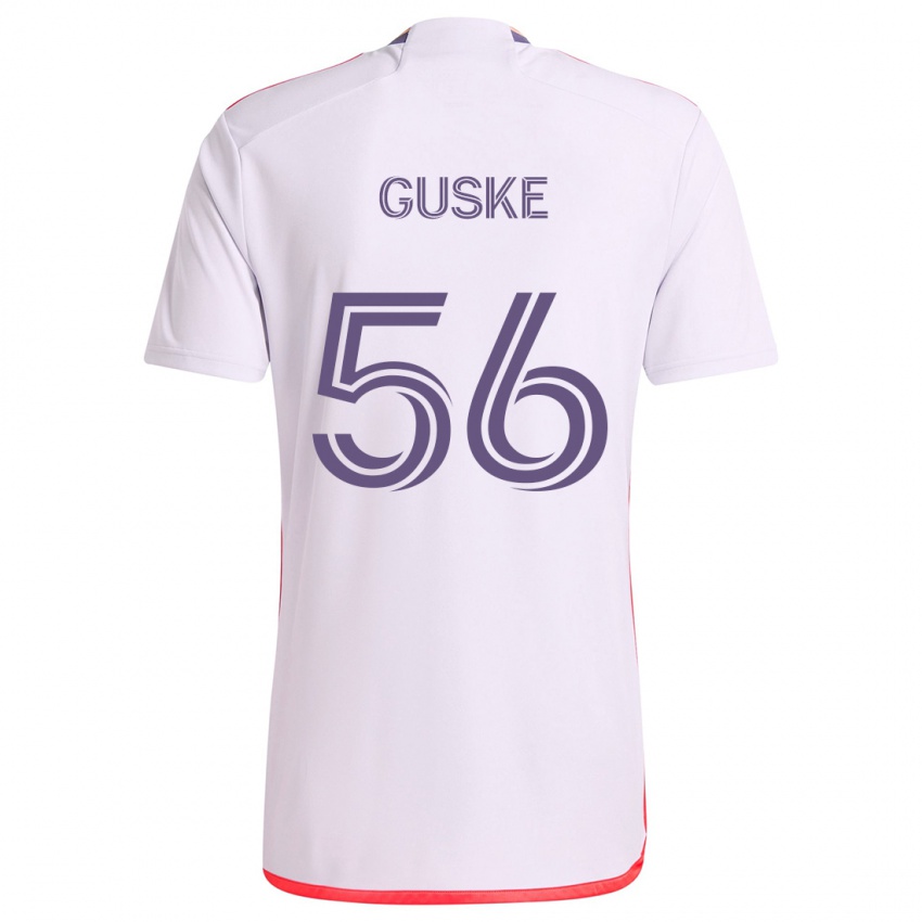 Niño Camiseta Colin Guske #56 Blanco Rojo Púrpura 2ª Equipación 2024/25 La Camisa