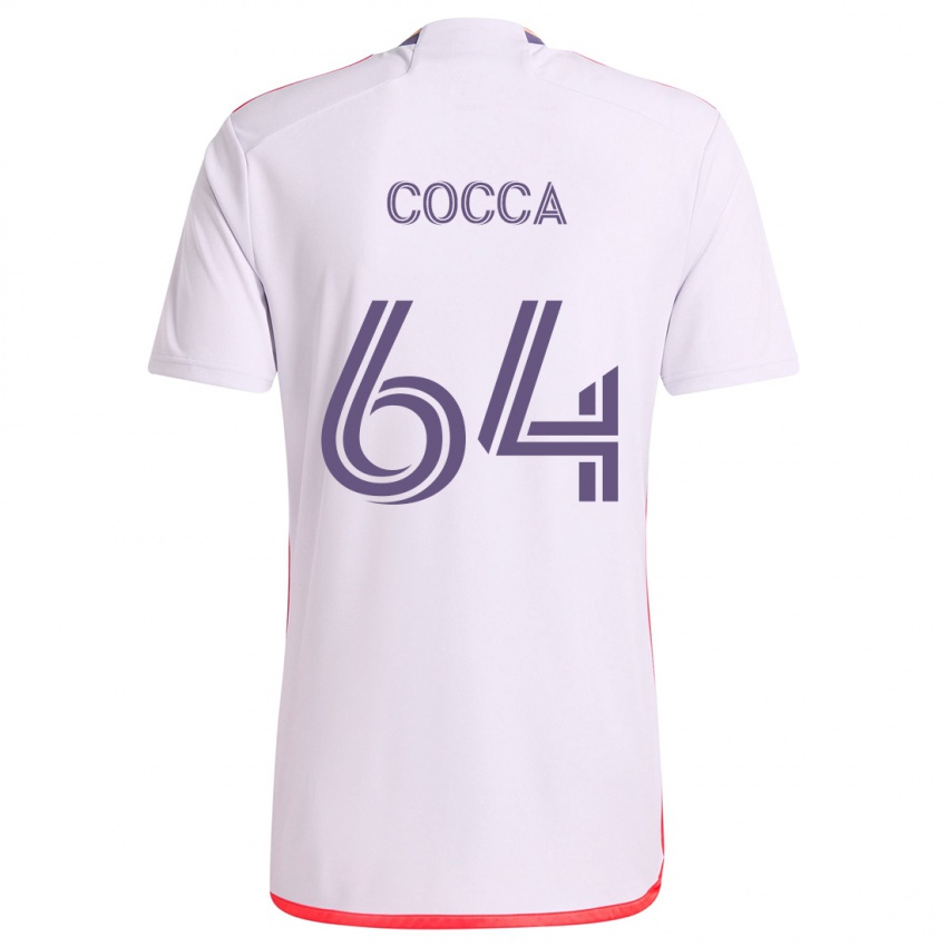 Niño Camiseta Manuel Cocca #64 Blanco Rojo Púrpura 2ª Equipación 2024/25 La Camisa