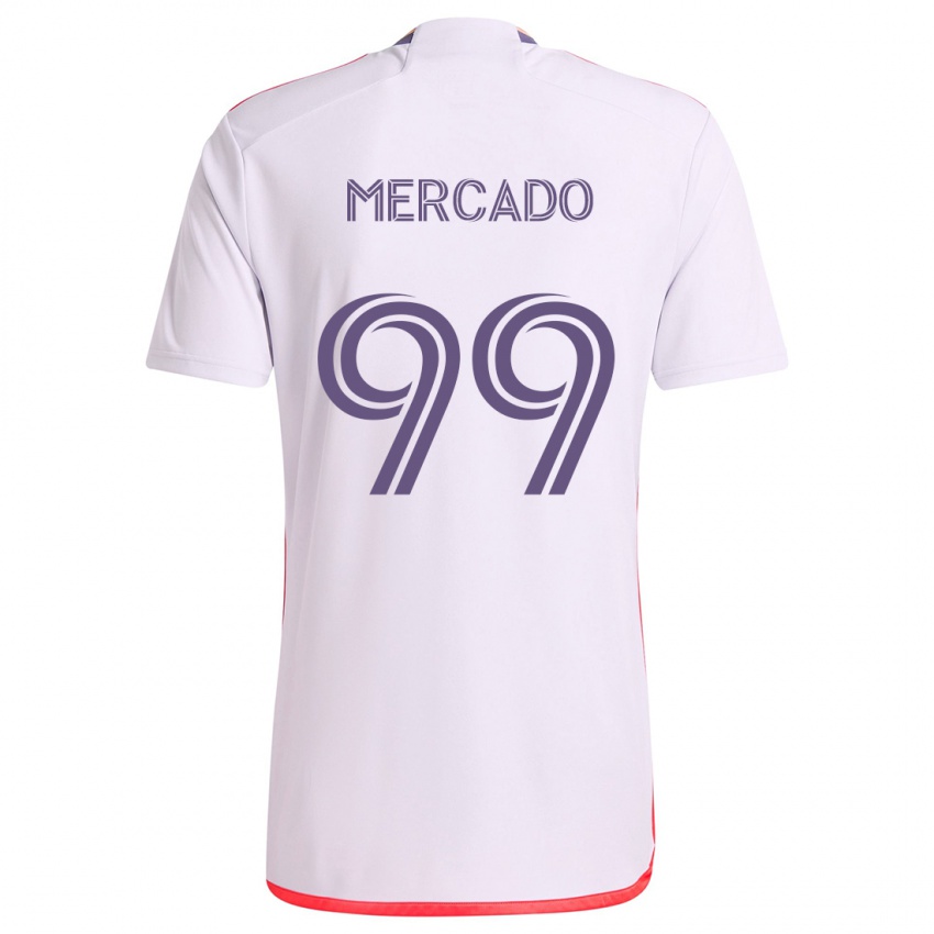 Niño Camiseta Carlos Mercado #99 Blanco Rojo Púrpura 2ª Equipación 2024/25 La Camisa