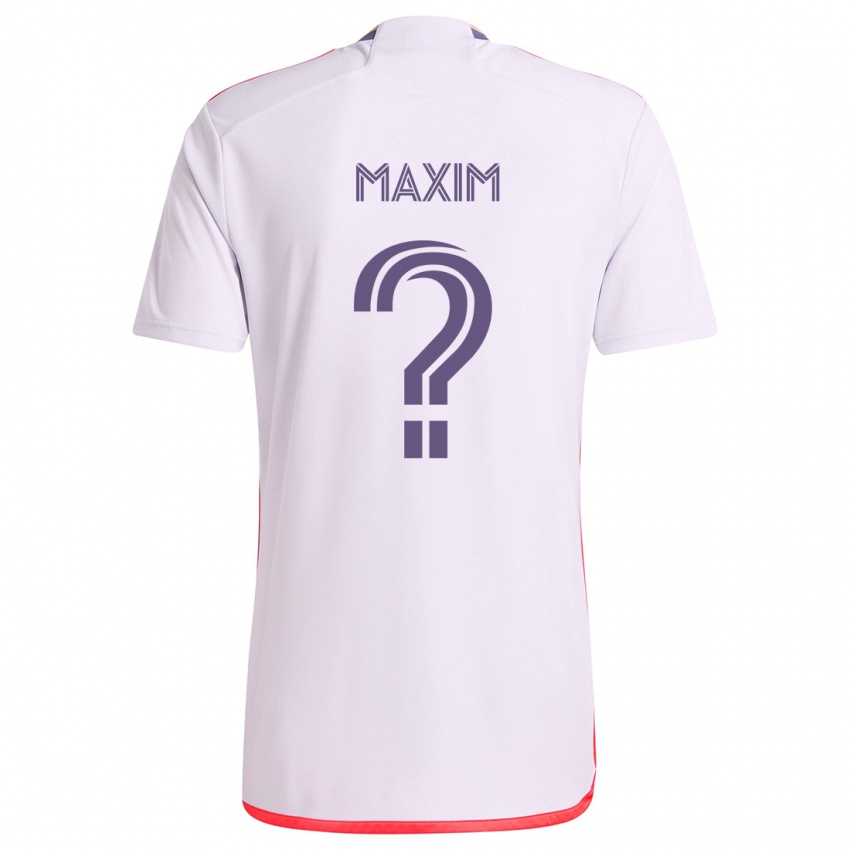 Niño Camiseta Luca Maxim #0 Blanco Rojo Púrpura 2ª Equipación 2024/25 La Camisa