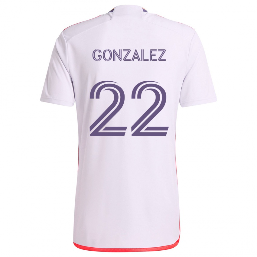 Niño Camiseta Gastón González #22 Blanco Rojo Púrpura 2ª Equipación 2024/25 La Camisa