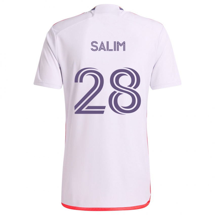 Niño Camiseta Abdi Salim #28 Blanco Rojo Púrpura 2ª Equipación 2024/25 La Camisa