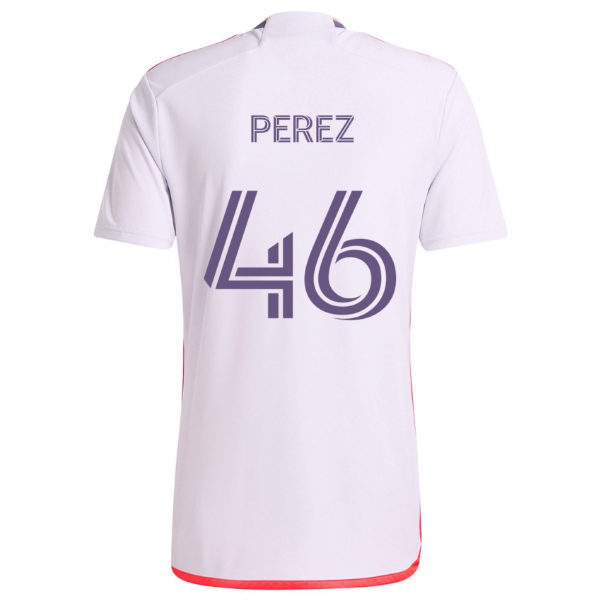 Niño Camiseta Franco Pérez #46 Blanco Rojo Púrpura 2ª Equipación 2024/25 La Camisa