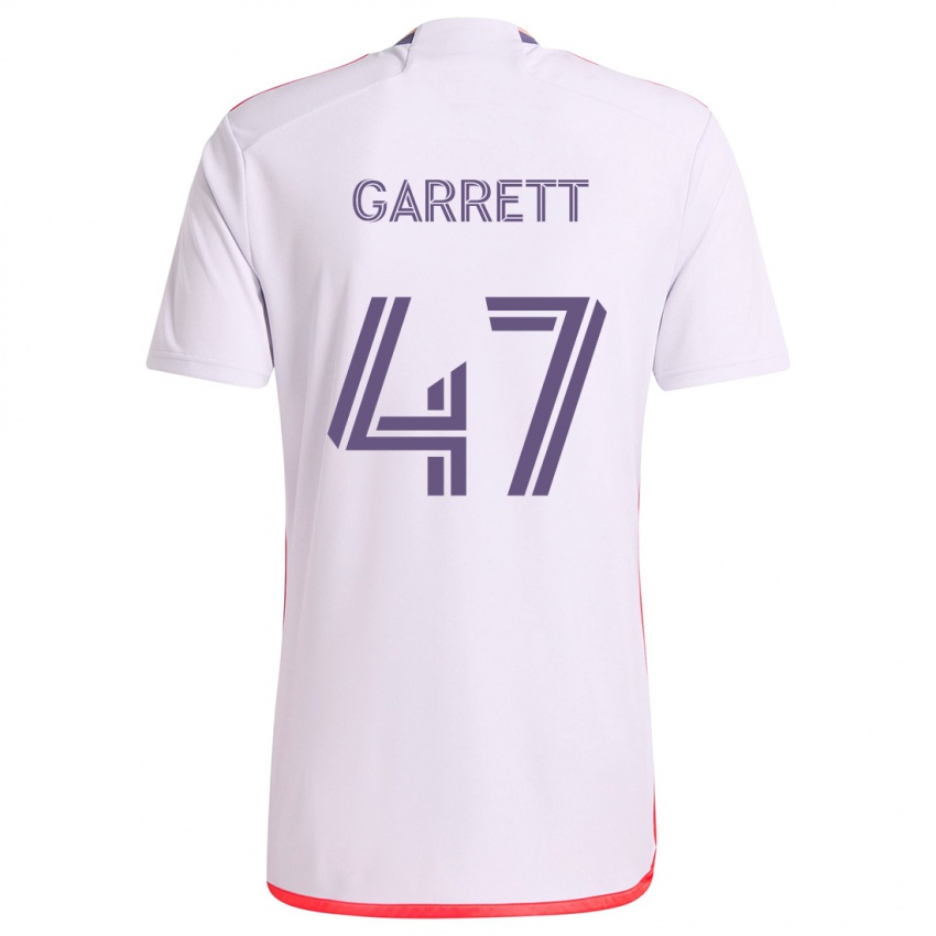 Niño Camiseta Ian Garrett #47 Blanco Rojo Púrpura 2ª Equipación 2024/25 La Camisa