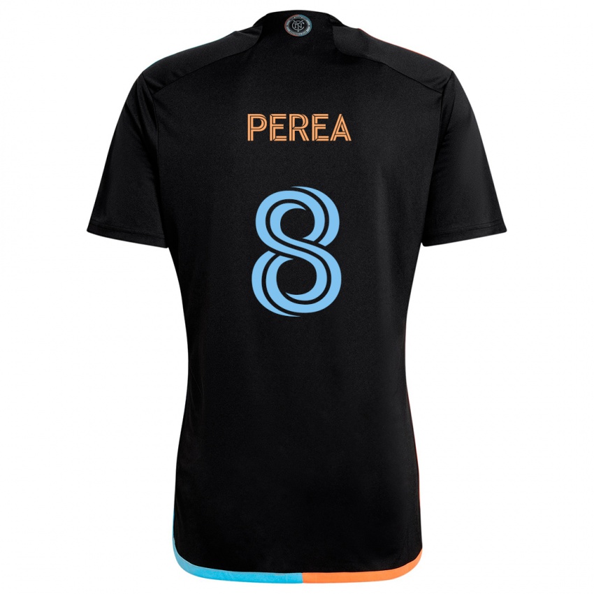 Niño Camiseta Andrés Perea #8 Negro Naranja Azul 2ª Equipación 2024/25 La Camisa