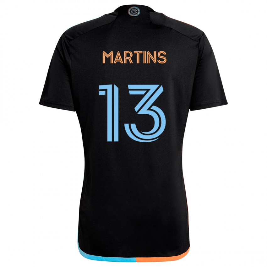 Niño Camiseta Thiago Martins #13 Negro Naranja Azul 2ª Equipación 2024/25 La Camisa