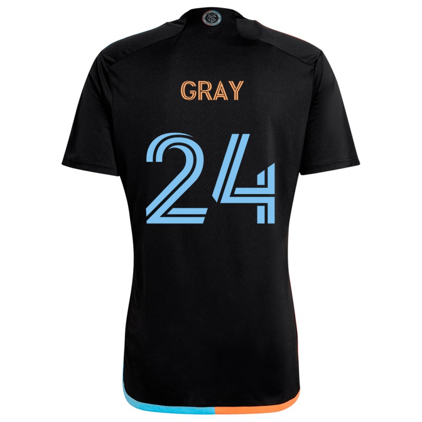 Niño Camiseta Tayvon Gray #24 Negro Naranja Azul 2ª Equipación 2024/25 La Camisa