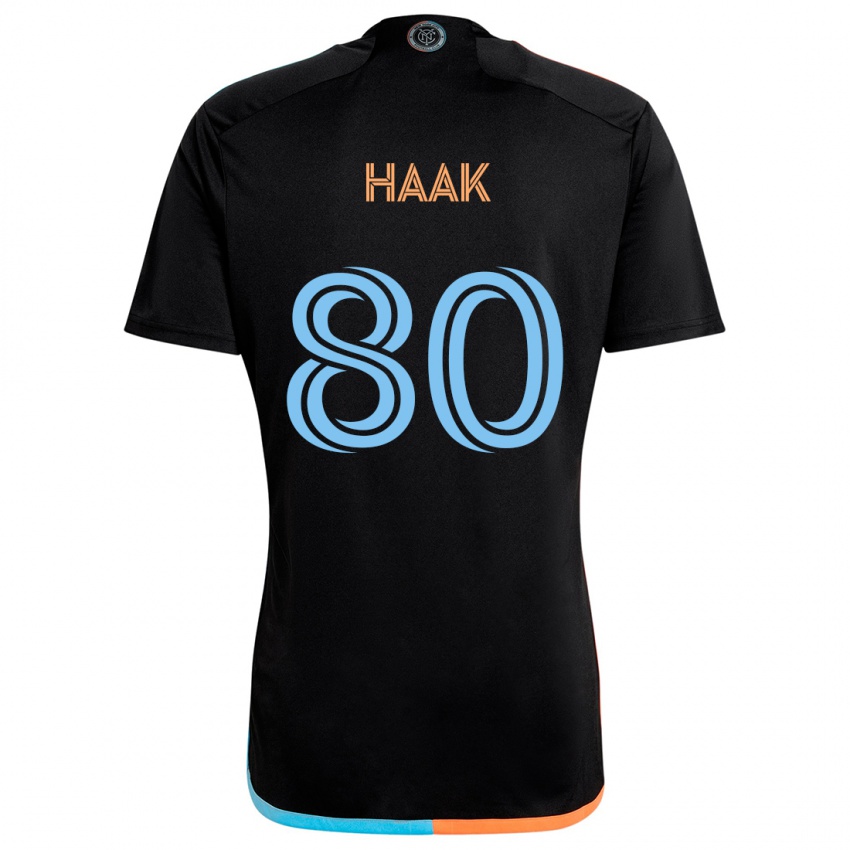 Niño Camiseta Justin Haak #80 Negro Naranja Azul 2ª Equipación 2024/25 La Camisa