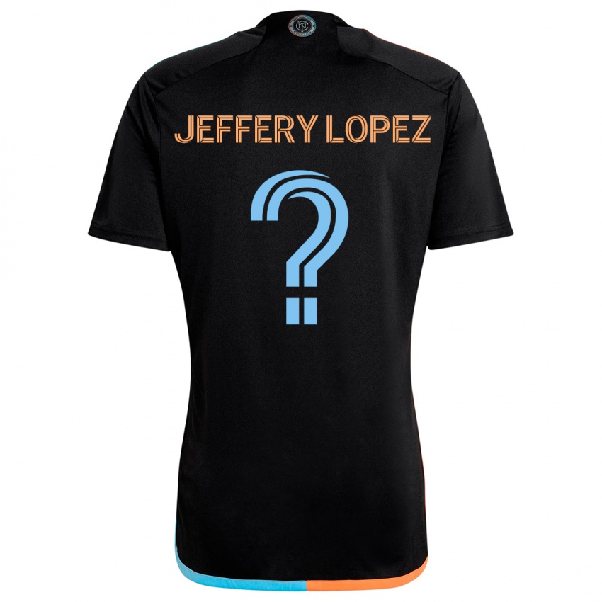 Niño Camiseta Jeffery López #0 Negro Naranja Azul 2ª Equipación 2024/25 La Camisa