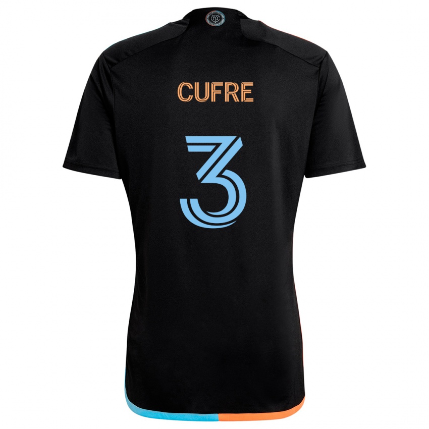 Niño Camiseta Braian Cufré #3 Negro Naranja Azul 2ª Equipación 2024/25 La Camisa