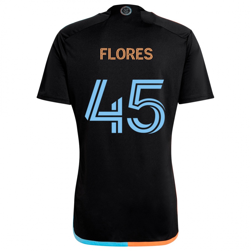 Niño Camiseta Brian Flores #45 Negro Naranja Azul 2ª Equipación 2024/25 La Camisa