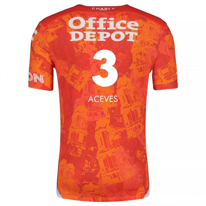 Niño Camiseta Alonso Aceves #3 Naranja Blanco 2ª Equipación 2024/25 La Camisa