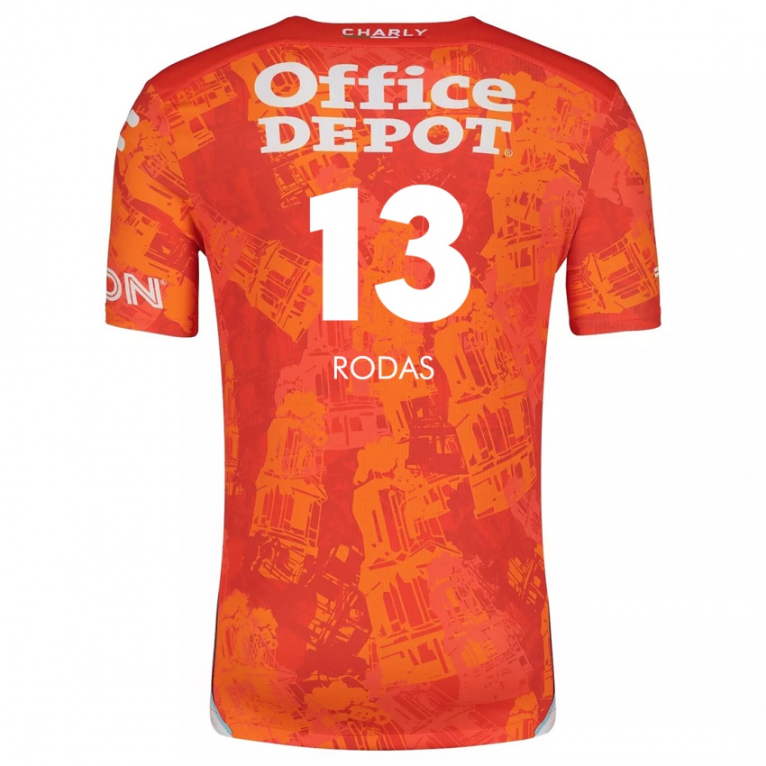 Niño Camiseta Carlos Rodas #13 Naranja Blanco 2ª Equipación 2024/25 La Camisa