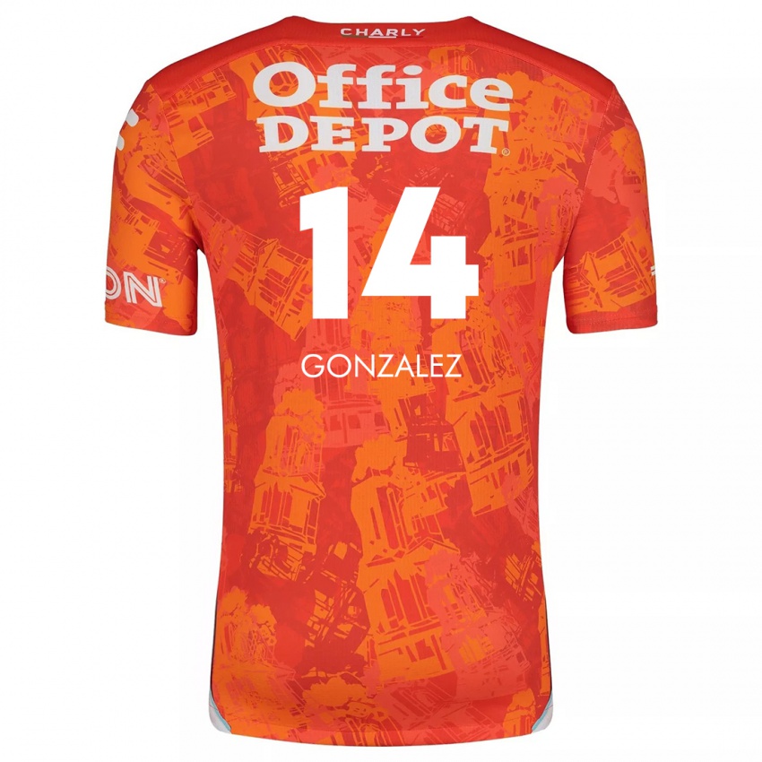 Niño Camiseta Arturo González #14 Naranja Blanco 2ª Equipación 2024/25 La Camisa