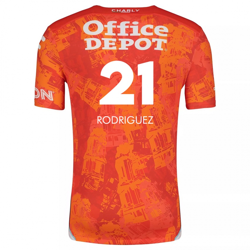 Niño Camiseta Valentín Rodríguez #21 Naranja Blanco 2ª Equipación 2024/25 La Camisa