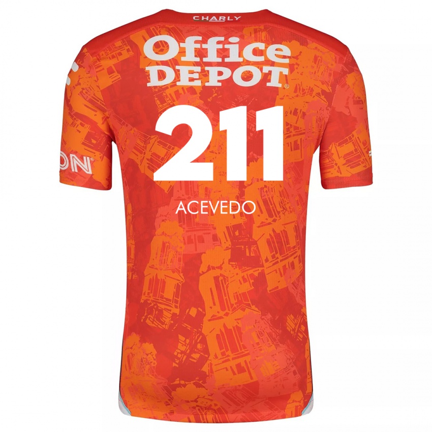 Niño Camiseta Gerardo Acevedo #211 Naranja Blanco 2ª Equipación 2024/25 La Camisa