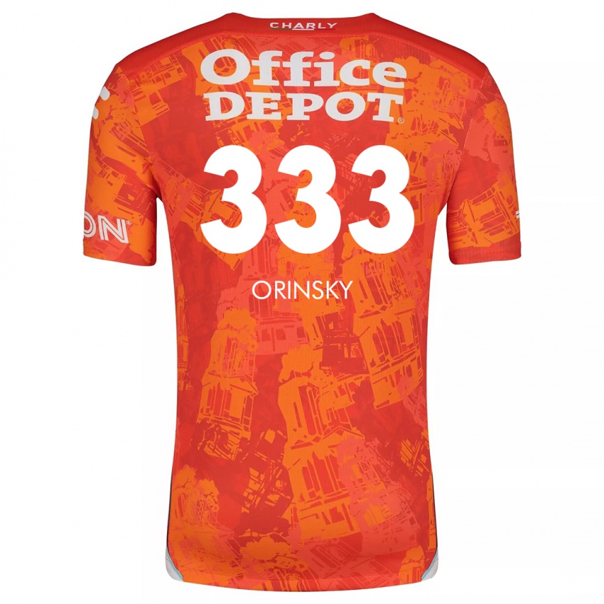 Niño Camiseta Edson Orinsky #333 Naranja Blanco 2ª Equipación 2024/25 La Camisa