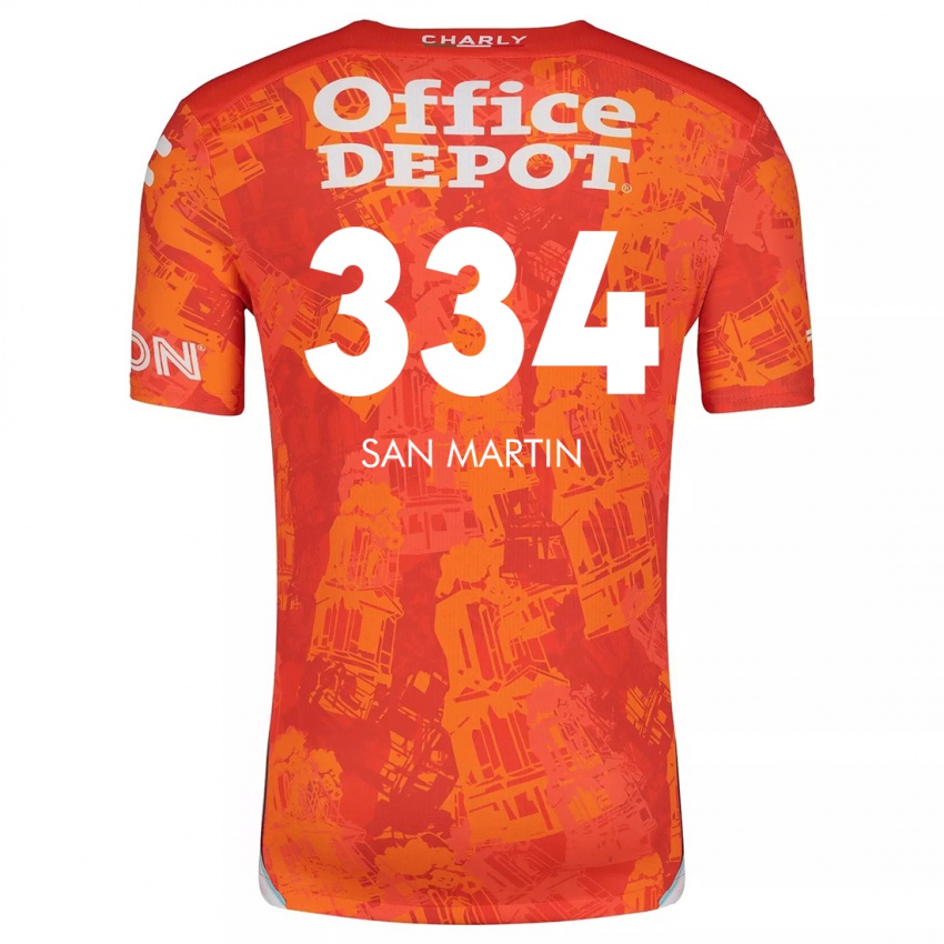 Niño Camiseta Uziel San Martín #334 Naranja Blanco 2ª Equipación 2024/25 La Camisa