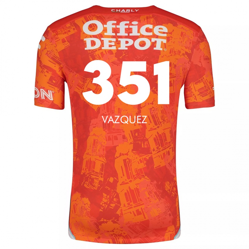 Niño Camiseta Maximo Vázquez #351 Naranja Blanco 2ª Equipación 2024/25 La Camisa