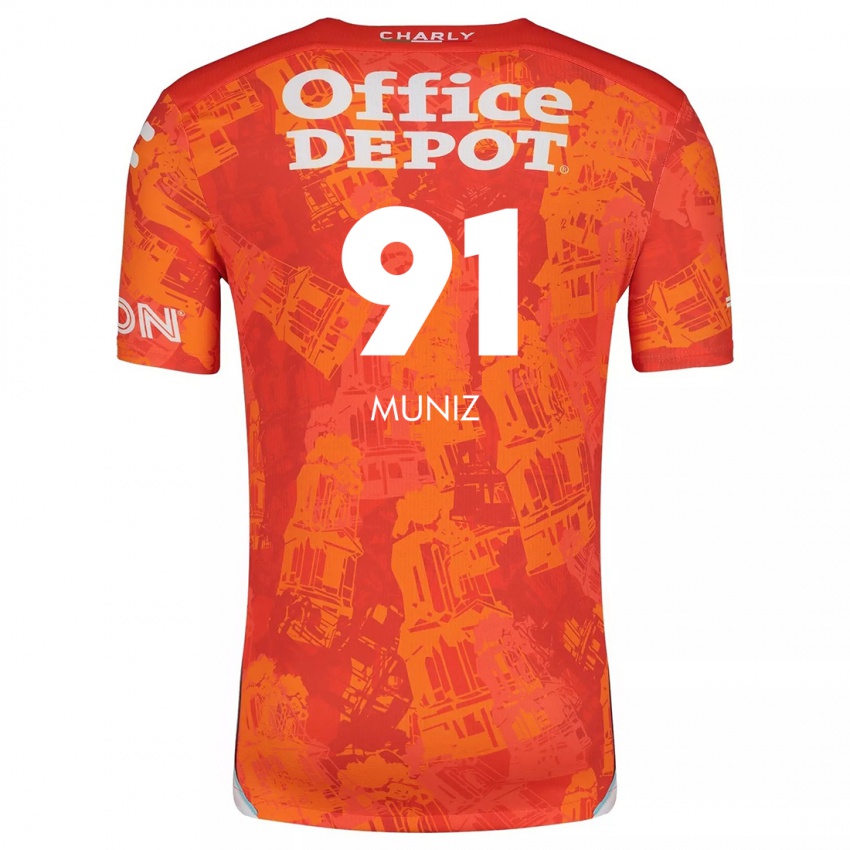 Niño Camiseta Brandon Muñiz #91 Naranja Blanco 2ª Equipación 2024/25 La Camisa