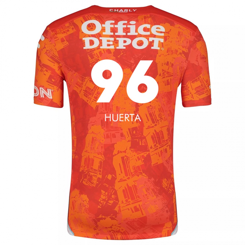 Niño Camiseta Edwin Huerta #96 Naranja Blanco 2ª Equipación 2024/25 La Camisa