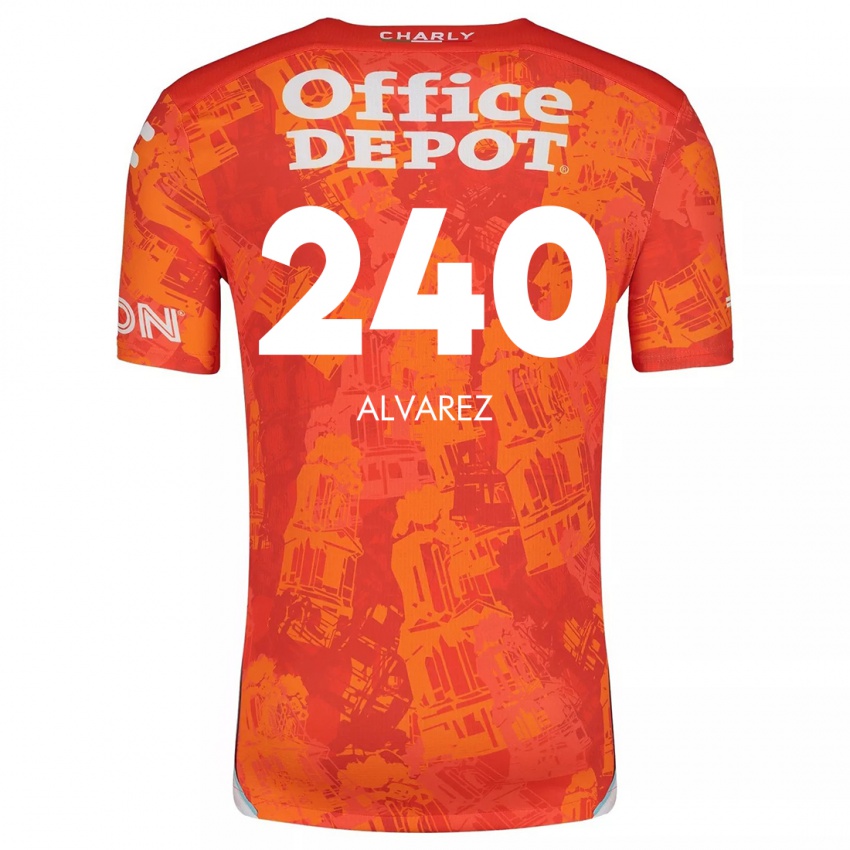 Niño Camiseta Gael Álvarez #240 Naranja Blanco 2ª Equipación 2024/25 La Camisa