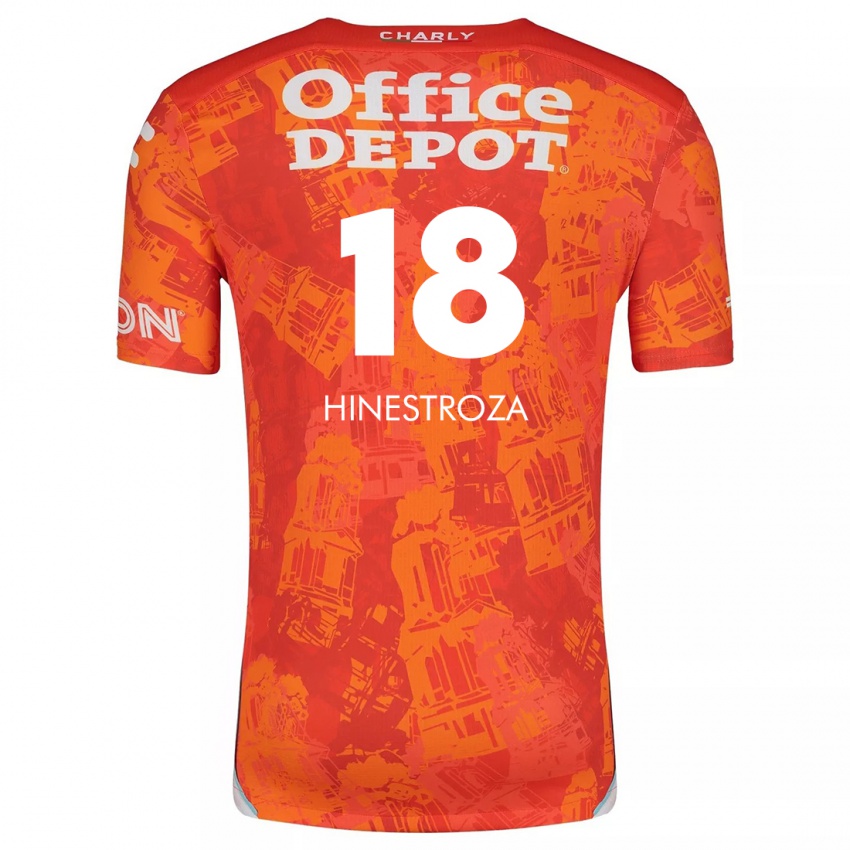 Niño Camiseta Marino Hinestroza #18 Naranja Blanco 2ª Equipación 2024/25 La Camisa