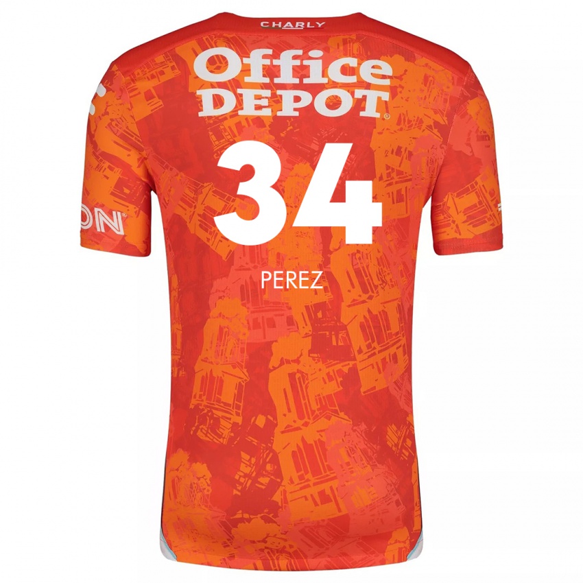 Niño Camiseta Julio Pérez #34 Naranja Blanco 2ª Equipación 2024/25 La Camisa