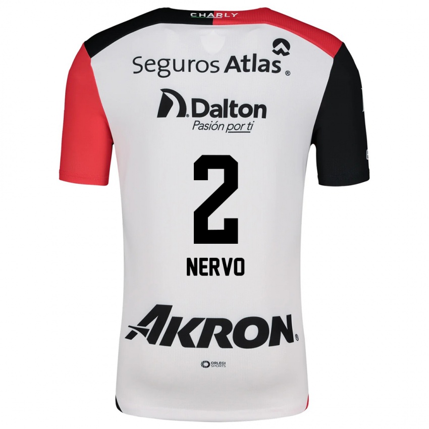 Niño Camiseta Hugo Nervo #2 Blanco Rojo Negro 2ª Equipación 2024/25 La Camisa