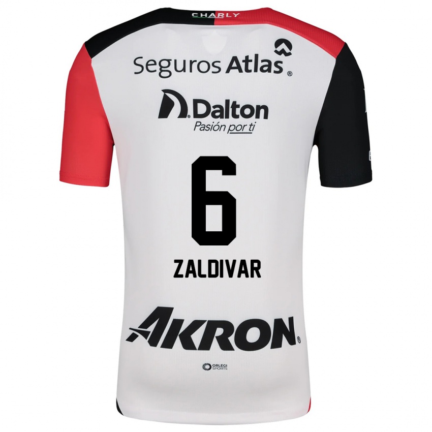 Niño Camiseta Édgar Zaldívar #6 Blanco Rojo Negro 2ª Equipación 2024/25 La Camisa