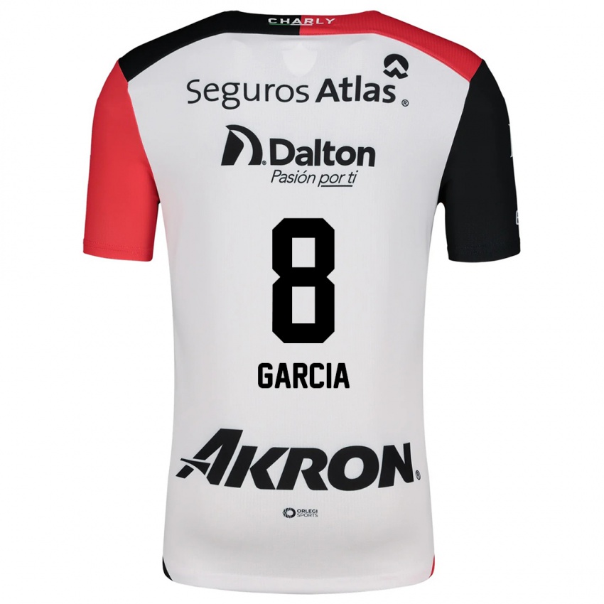 Niño Camiseta Mateo García #8 Blanco Rojo Negro 2ª Equipación 2024/25 La Camisa