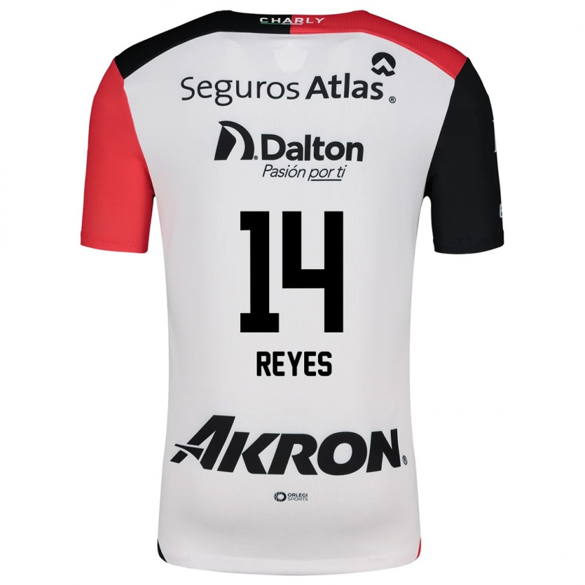 Niño Camiseta Luis Reyes #14 Blanco Rojo Negro 2ª Equipación 2024/25 La Camisa