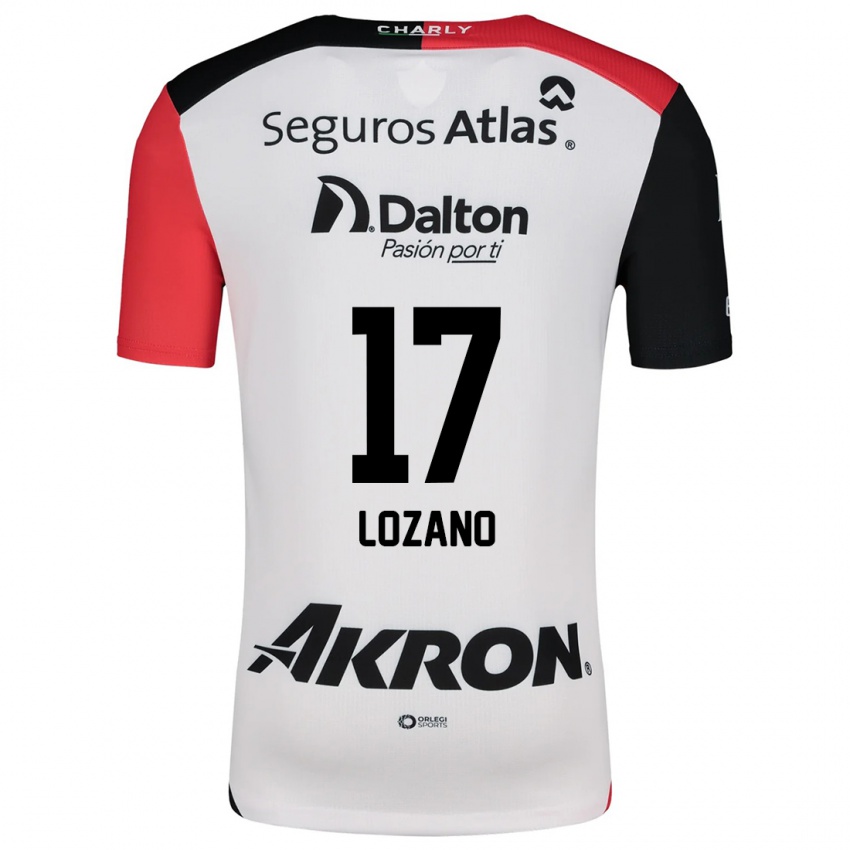 Niño Camiseta José Lozano #17 Blanco Rojo Negro 2ª Equipación 2024/25 La Camisa