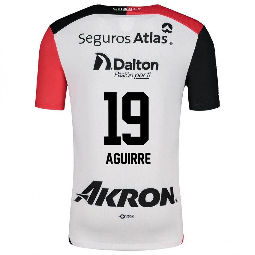 Niño Camiseta Eduardo Aguirre #19 Blanco Rojo Negro 2ª Equipación 2024/25 La Camisa