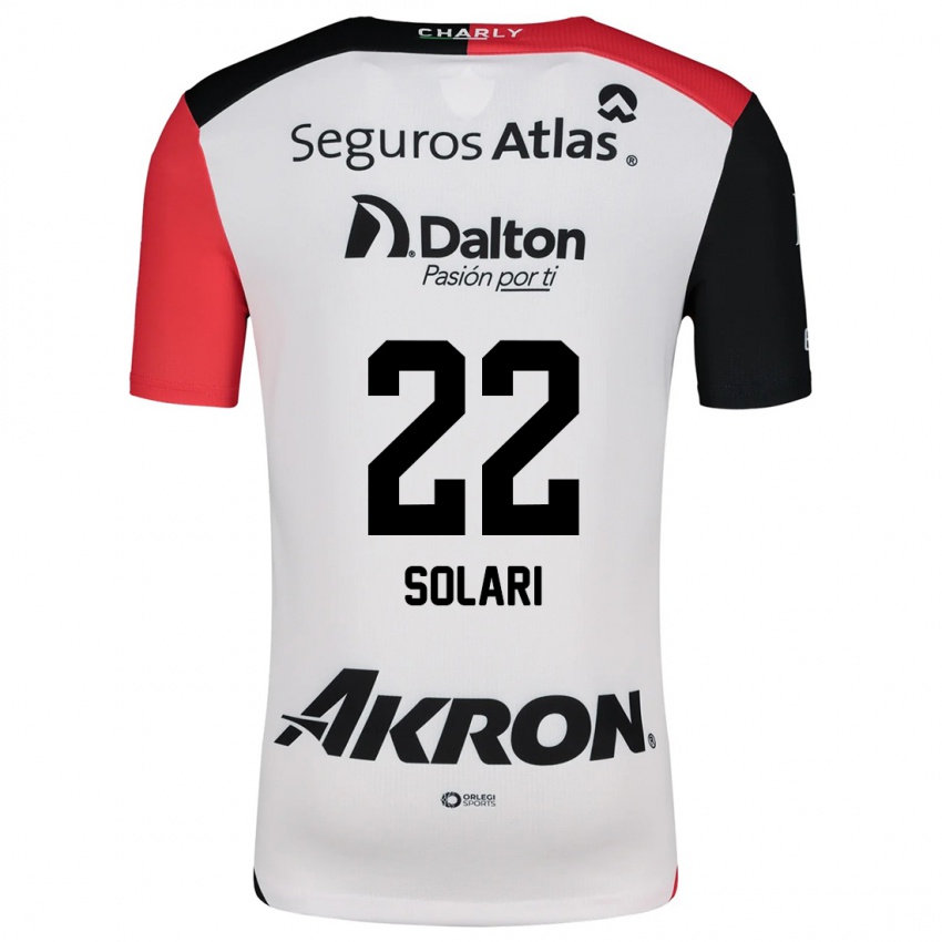 Niño Camiseta Augusto Solari #22 Blanco Rojo Negro 2ª Equipación 2024/25 La Camisa