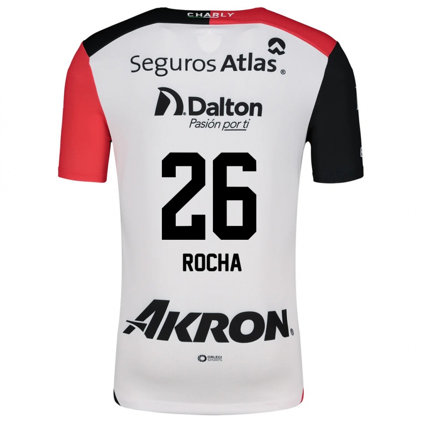 Niño Camiseta Aldo Rocha #26 Blanco Rojo Negro 2ª Equipación 2024/25 La Camisa