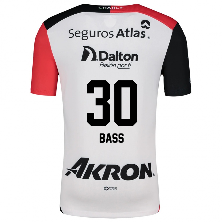 Niño Camiseta Abraham Bass #30 Blanco Rojo Negro 2ª Equipación 2024/25 La Camisa