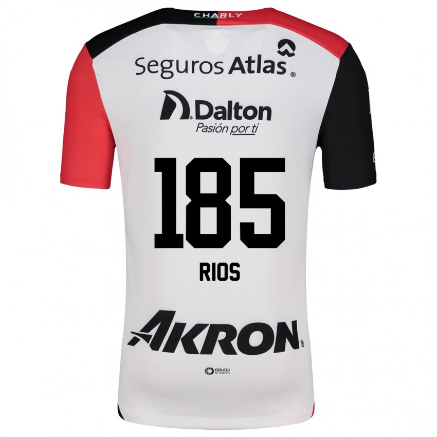 Niño Camiseta Víctor Ríos #185 Blanco Rojo Negro 2ª Equipación 2024/25 La Camisa