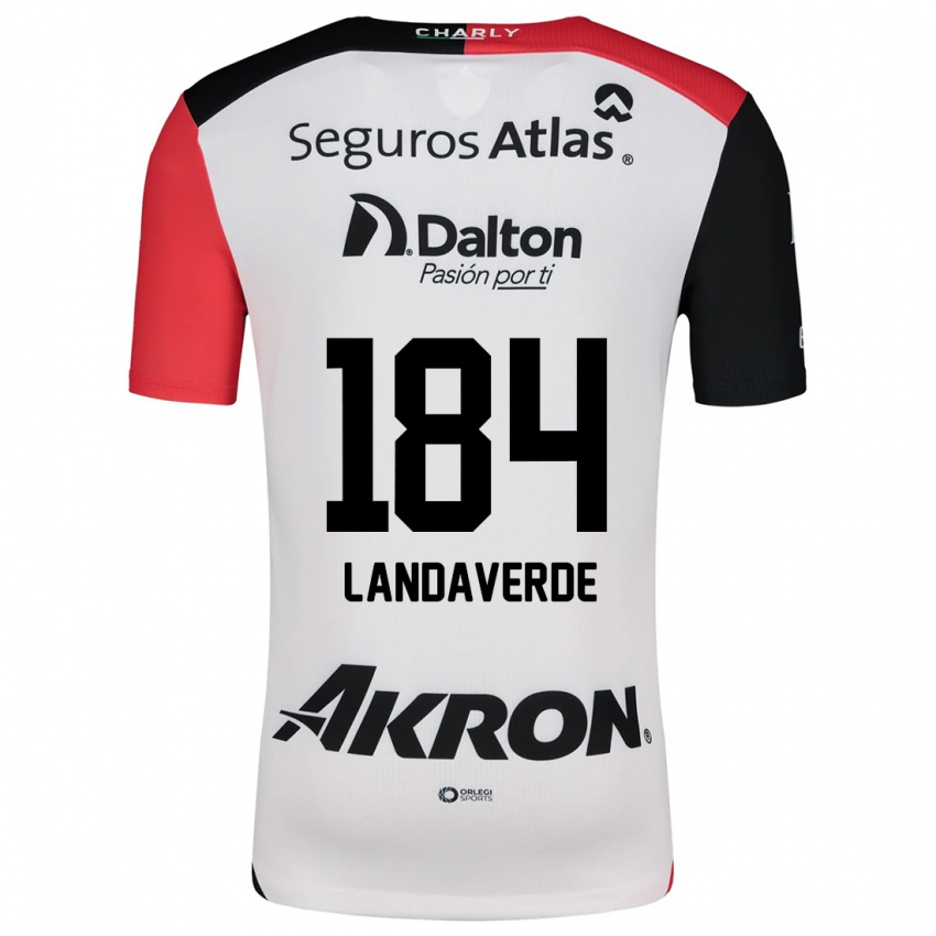 Niño Camiseta Antero Landaverde #184 Blanco Rojo Negro 2ª Equipación 2024/25 La Camisa