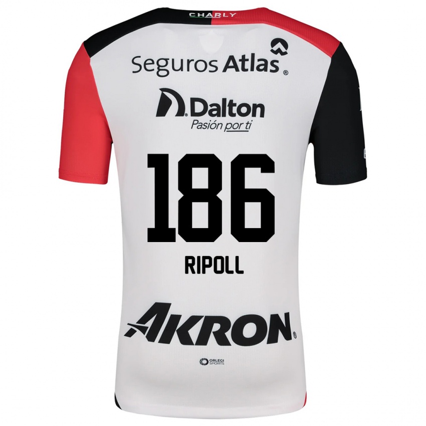 Niño Camiseta Alonso Ripoll #186 Blanco Rojo Negro 2ª Equipación 2024/25 La Camisa