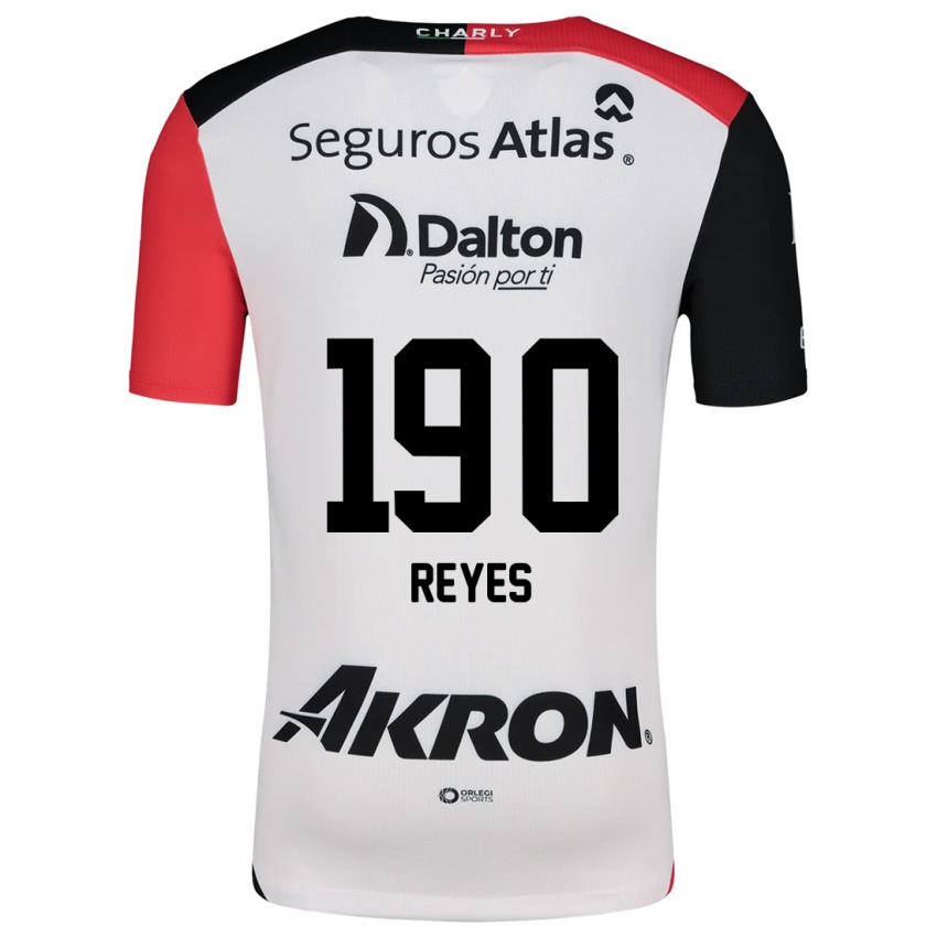 Niño Camiseta Óscar Reyes #190 Blanco Rojo Negro 2ª Equipación 2024/25 La Camisa