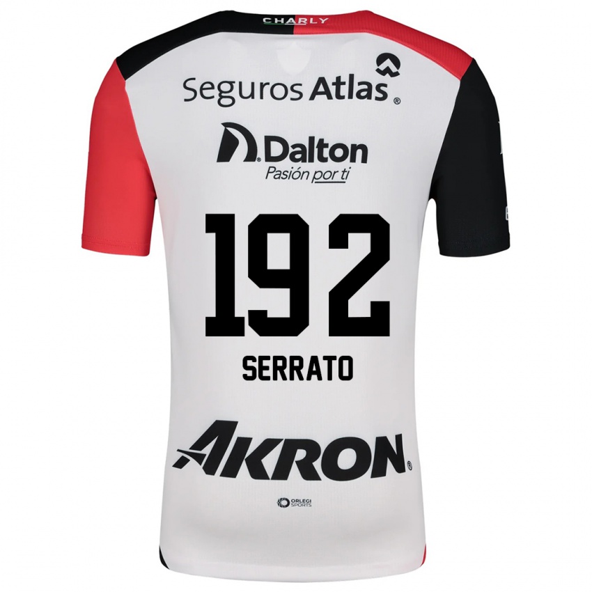 Niño Camiseta Jesús Serrato #192 Blanco Rojo Negro 2ª Equipación 2024/25 La Camisa