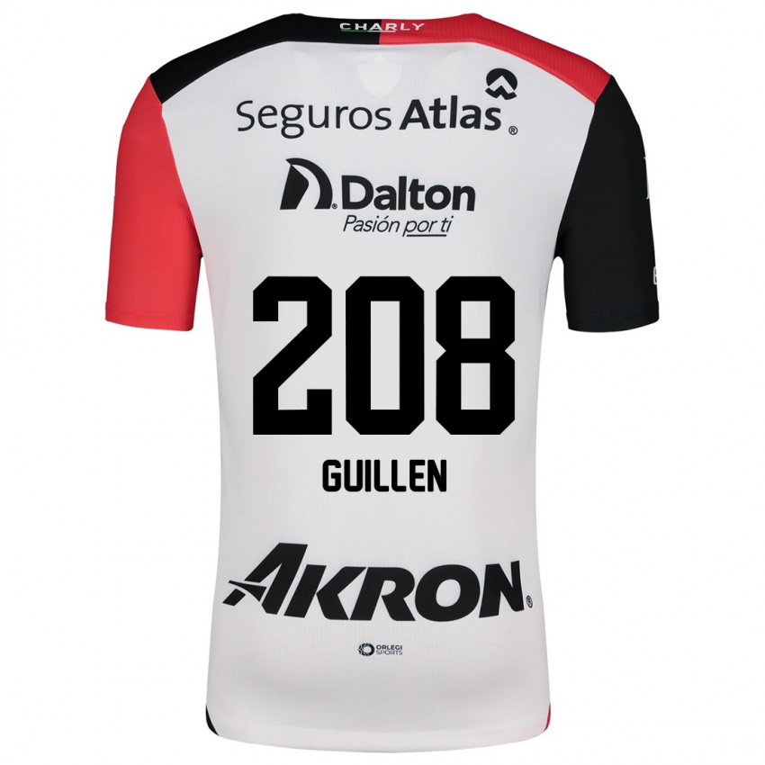 Niño Camiseta Jesús Guillén #208 Blanco Rojo Negro 2ª Equipación 2024/25 La Camisa