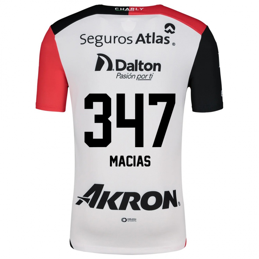 Niño Camiseta Ángel Macías #347 Blanco Rojo Negro 2ª Equipación 2024/25 La Camisa