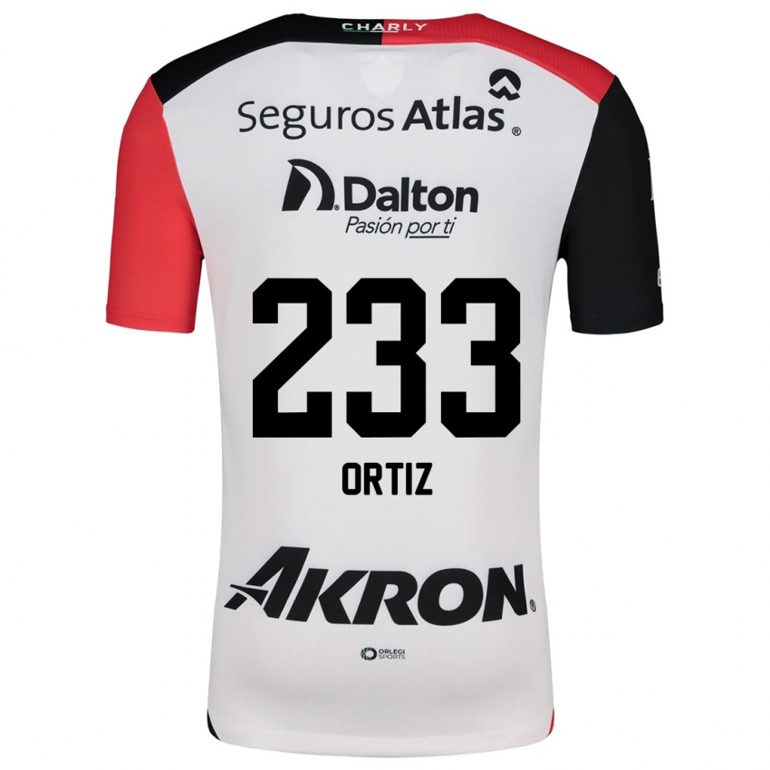 Niño Camiseta Brandon Ortiz #233 Blanco Rojo Negro 2ª Equipación 2024/25 La Camisa