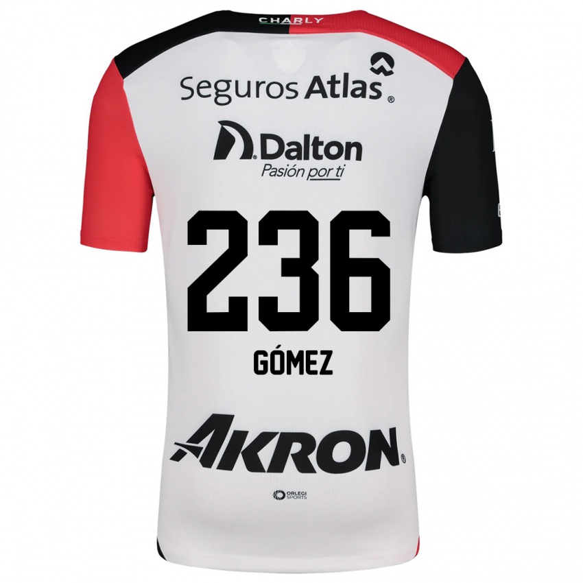 Niño Camiseta José Gómez #236 Blanco Rojo Negro 2ª Equipación 2024/25 La Camisa