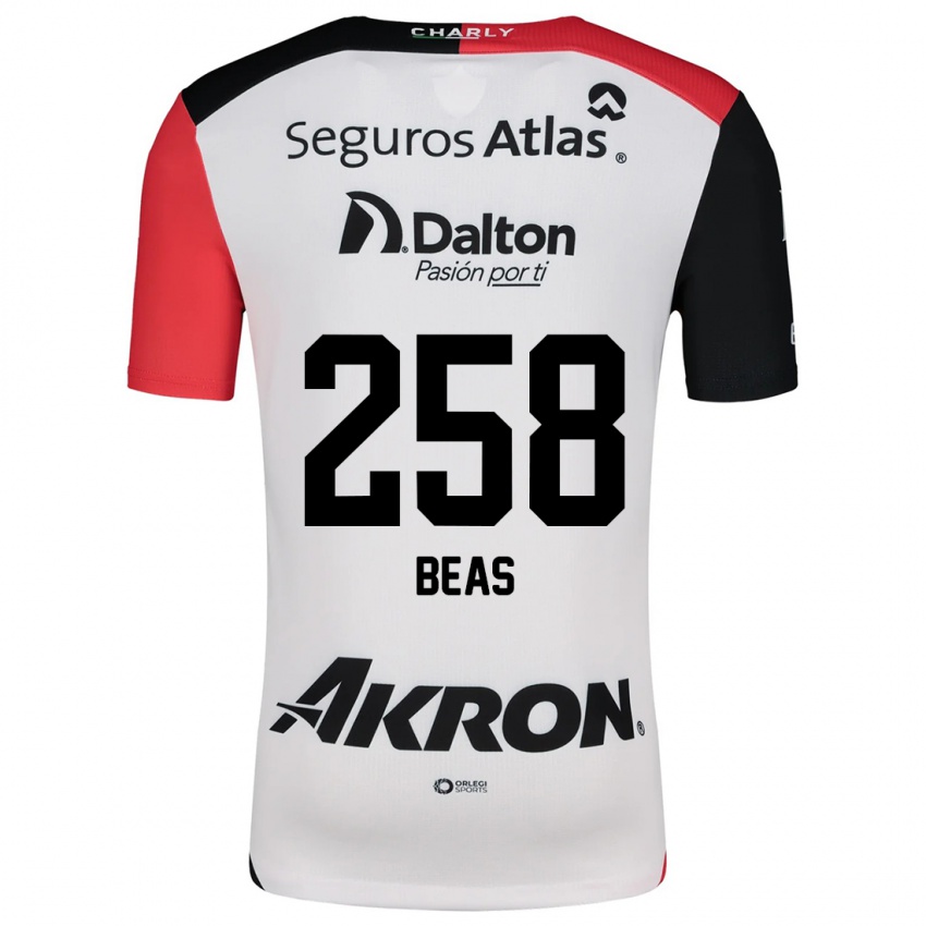 Niño Camiseta Álvaro Beas #258 Blanco Rojo Negro 2ª Equipación 2024/25 La Camisa