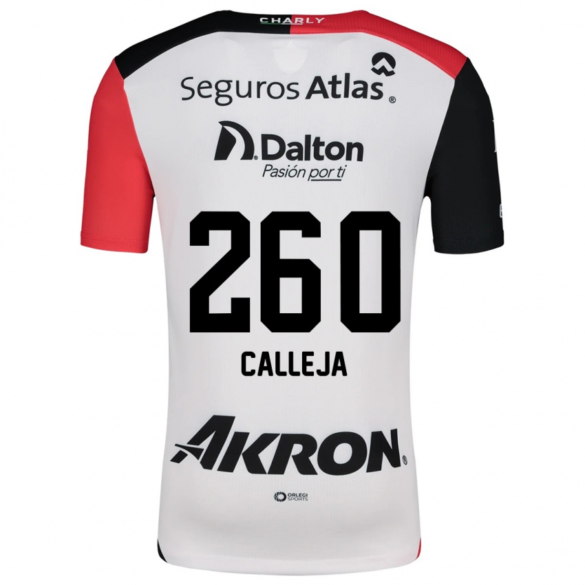 Niño Camiseta Diego Calleja #260 Blanco Rojo Negro 2ª Equipación 2024/25 La Camisa